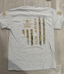 US Army Flag Logo Ash Gray Heather T-Shirt by MV Sport – Size XL – NWT