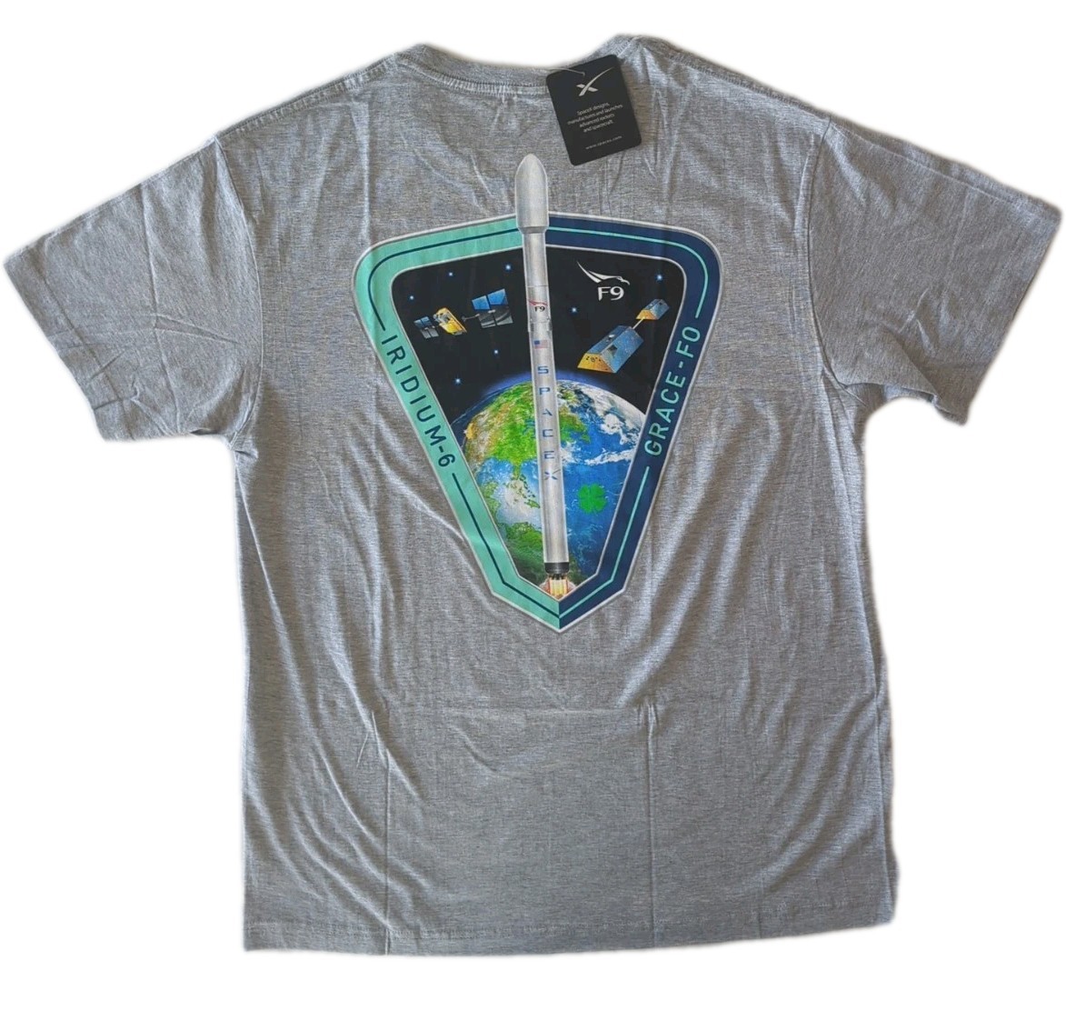 Space X Tshirt NWT Men's Size Large F9 FALCON 9 IRIDIUM-6 GRACE-F0 gallery
