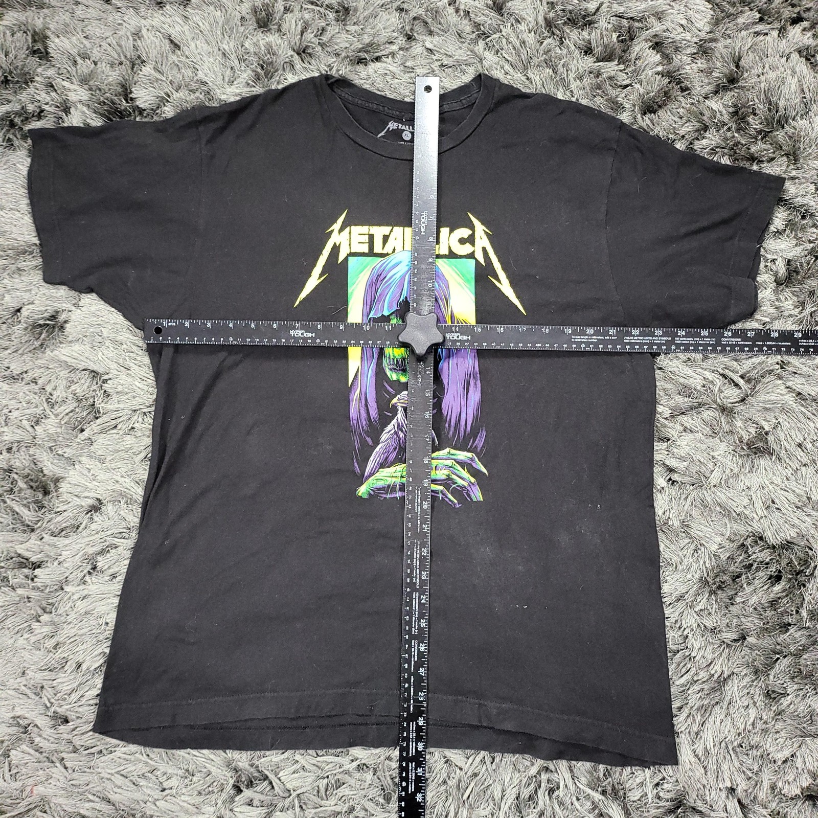 Metallica Shirt Mens Large Black Grim Reaper Raven Skull Rock Metal Music Band gallery