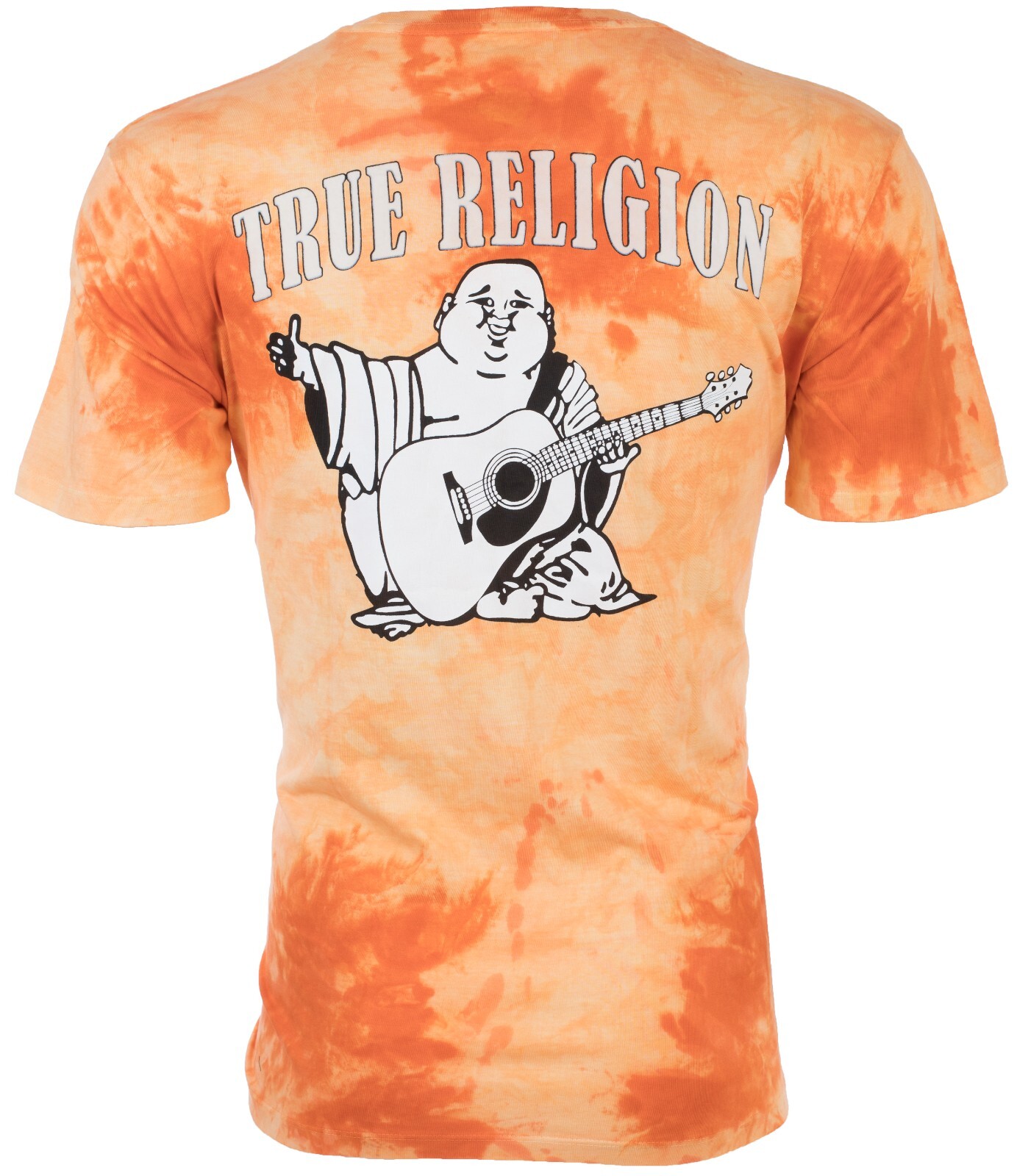 $79 TRUE RELIGION Orange BUDDHA TIE DYE Short Sleeve Designer Graphic T-shirt