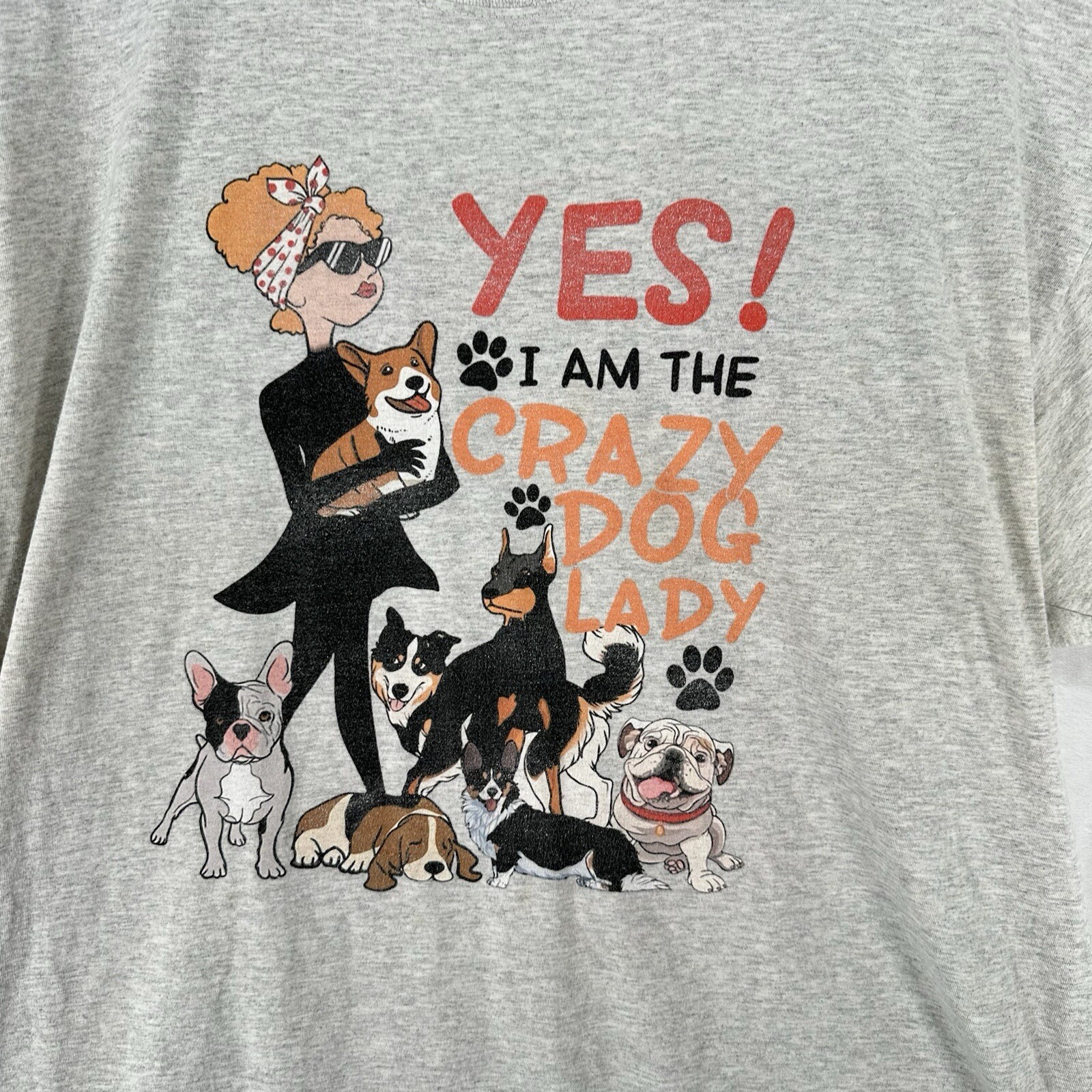 Vintage Crazy Dog Lady Shirt Mens XL Gray 90s Y2K Funny Unisex Animal gallery