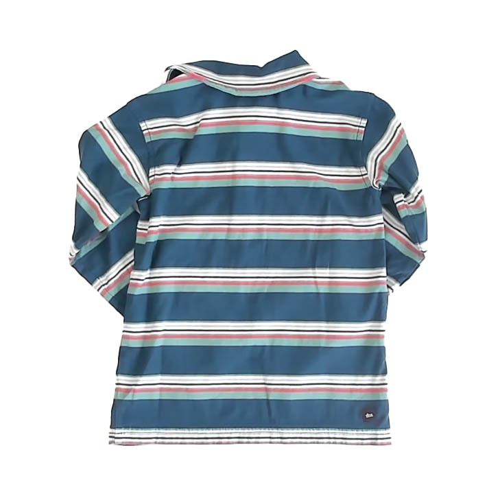 Tea Collection Boys Teal Stripe Rugby Shirt Size 5T Toddler Long Sleeve gallery
