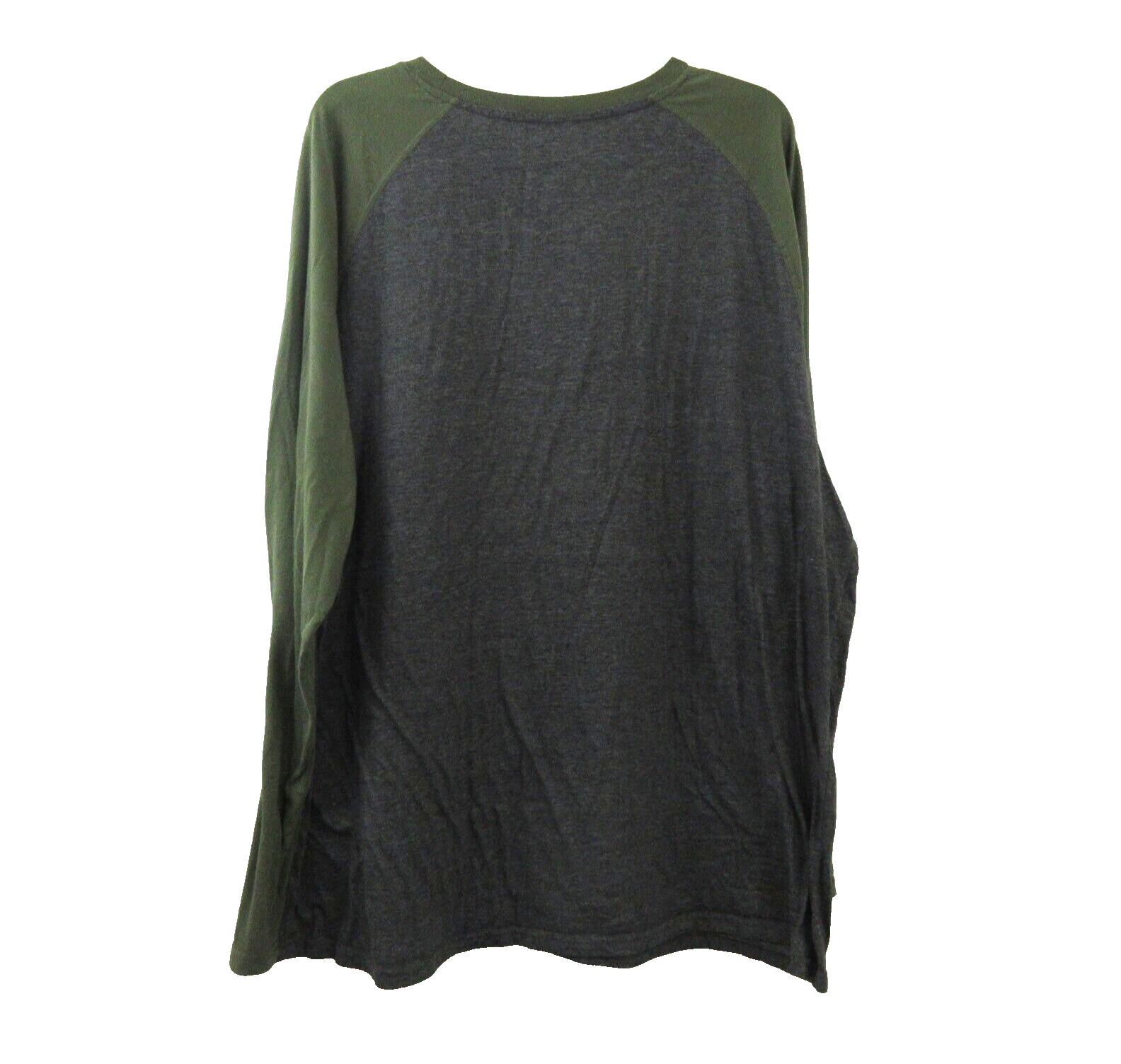 George T-Shirt Mens 3XL (54-56) Crew Neck Baseball Long Sleeve Gray Green Tee gallery