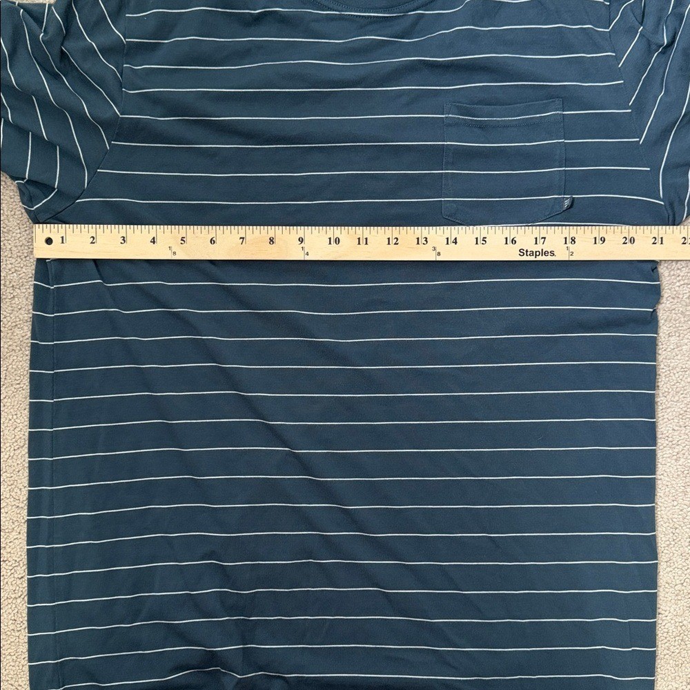 Free Fly Men's XL Bamboo Performance Pocket T-Shirt Blue White Stripes gallery