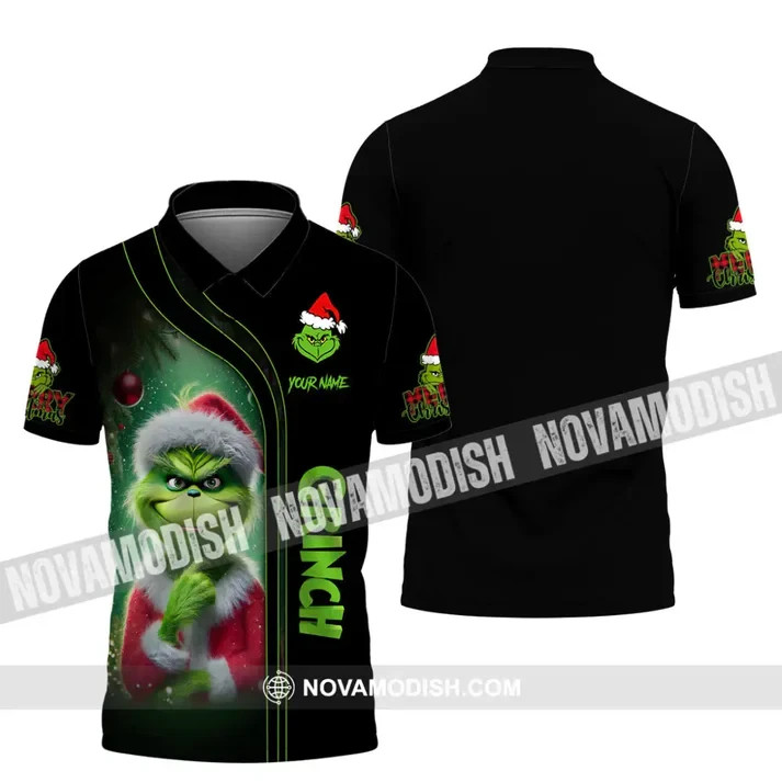 Unisex Shirt, Custom Name Christmas Grinch 3D Polo Shirt HS715