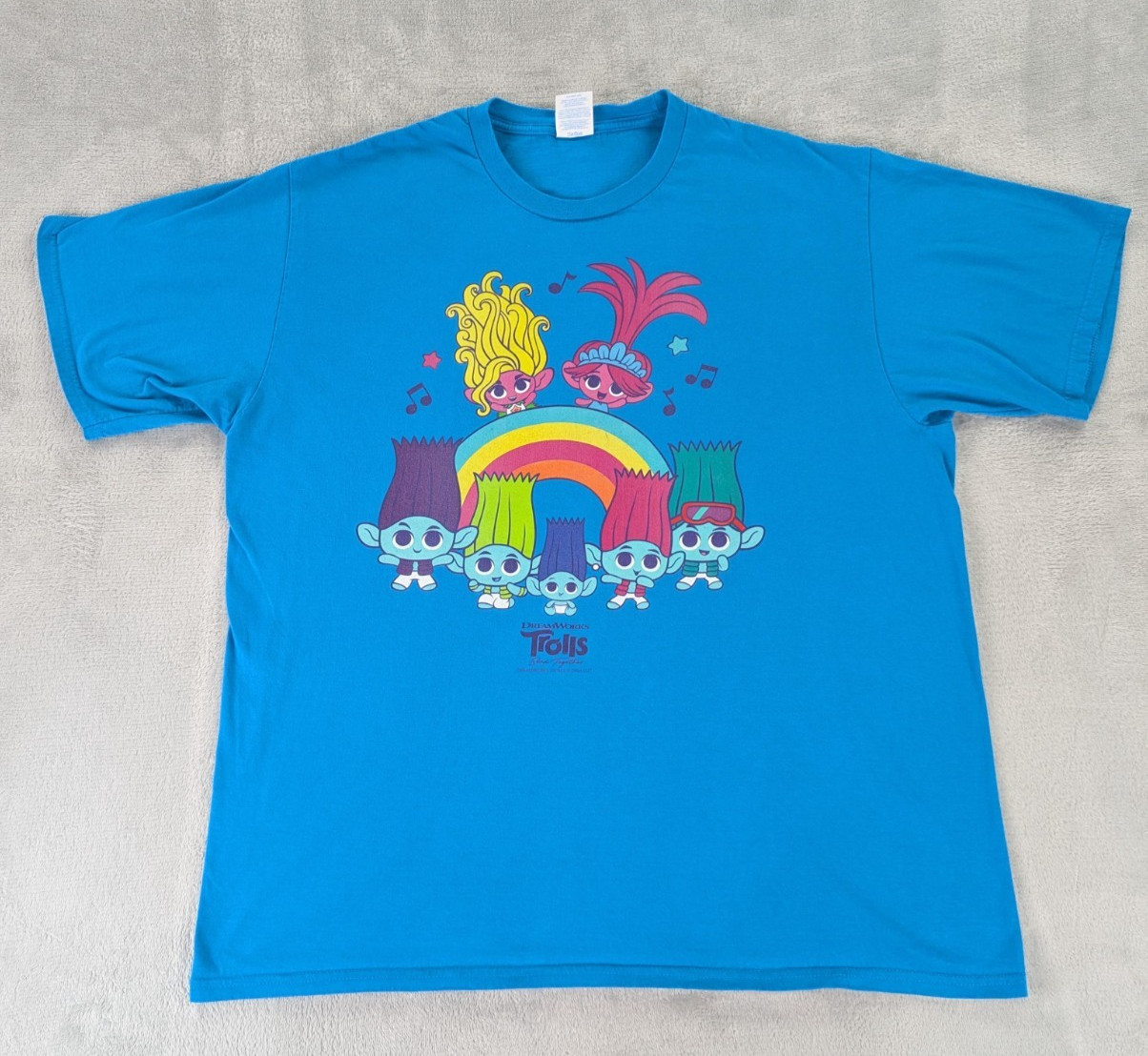 Trolls Band Together Movie T Shirt Promo Blue Short Sleeve Adult XL