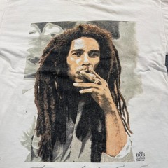 Vintage 90s Bob Marley Excuse Me While I Light Spliff Shirt Large 21×28 White