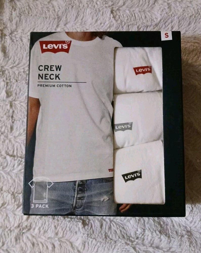 Levi’s 3-Pack White Men’s Crew Neck Premium Cotton T-Shirts Size Small 34″-36″