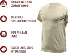 Rothco Quick Dry Moisture Wicking T-Shirt – Desert Sand – 9570 – Small