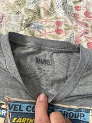 Marvel Tee Shirts. 2 Size M. 3 Size L All with Stain On Them See Photos