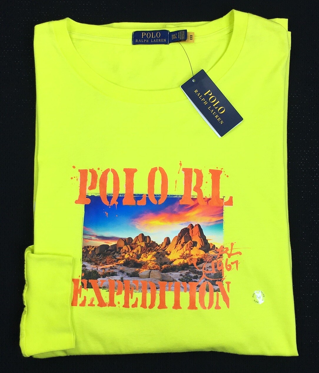 Men's Polo Ralph Lauren Expedition Desert Graphic T-Shirt Neon 3XLT 3LT Big NEW gallery