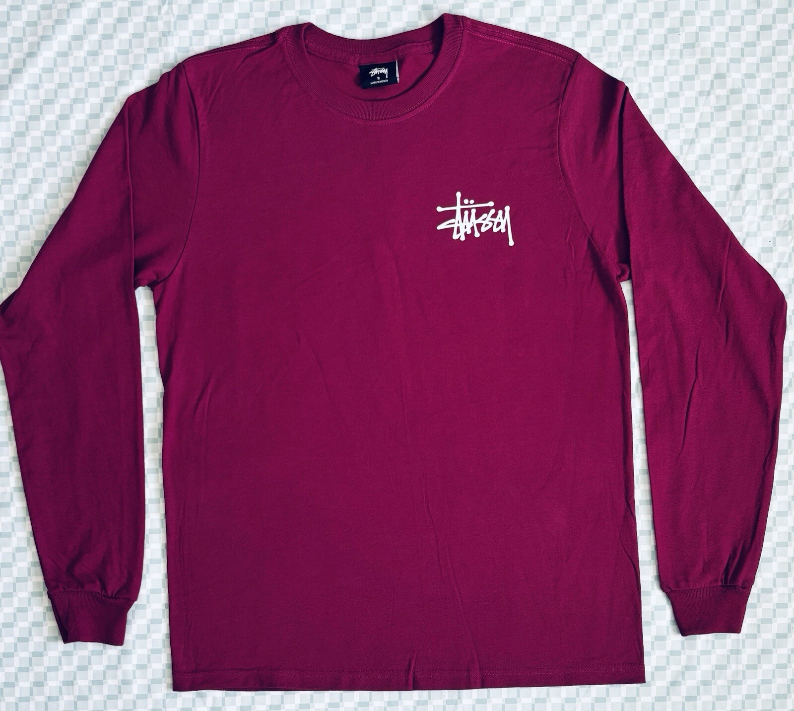 Stussy Basic Logo Tee Mens SM Pink Purple Long Sleeve gallery
