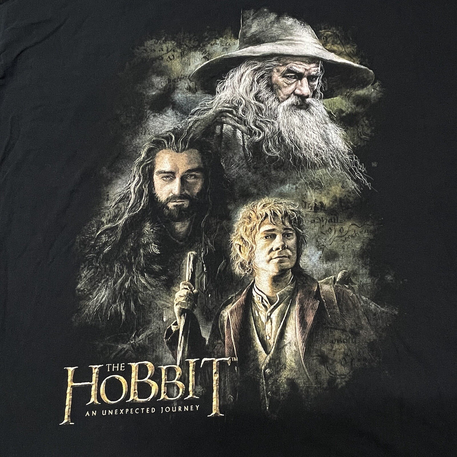 The Hobbit Shirt an Unexpected Journey Gandalf Bilbo Black Graphic Tee size XL gallery