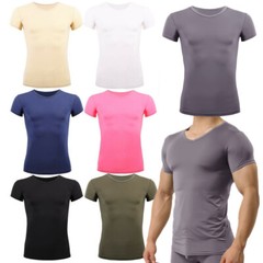 Men’s Ultra Thin Sheer Undershirts Man Ice Silk Mesh See Through Basics Shirts