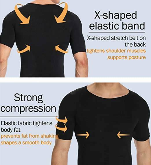 Men Slimming Body Shaper T-shirt Abs Abdomen Compression Tee Workout Tank Tops gallery