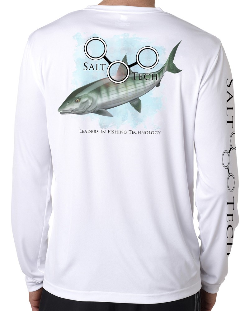 Salt Tech Saltwater microfiber Bonefish fishing long sleeve life t shirt 50+ uv