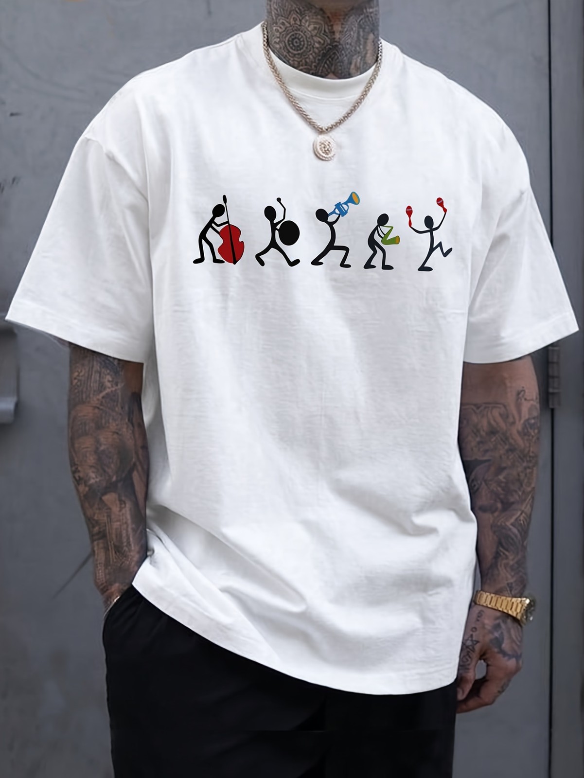 Featuring Music Player Print, Short Sleeves