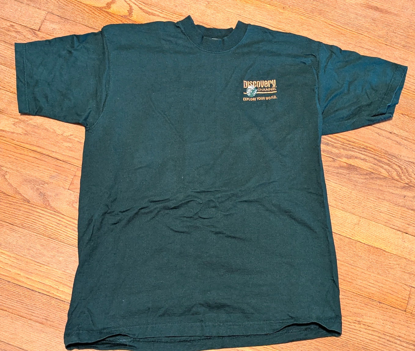 Discovery Channel Logo Short Sleeve Shirt Embroidered Men XL VTG 1990s RARE
