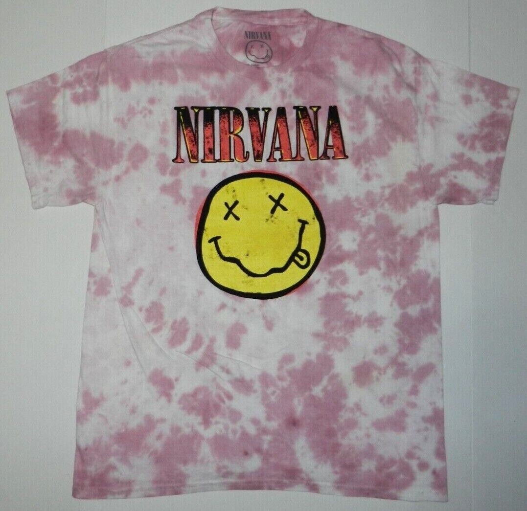 Nirvana Smiley Graphic Pink Tie Dye Tee Shirt New gallery