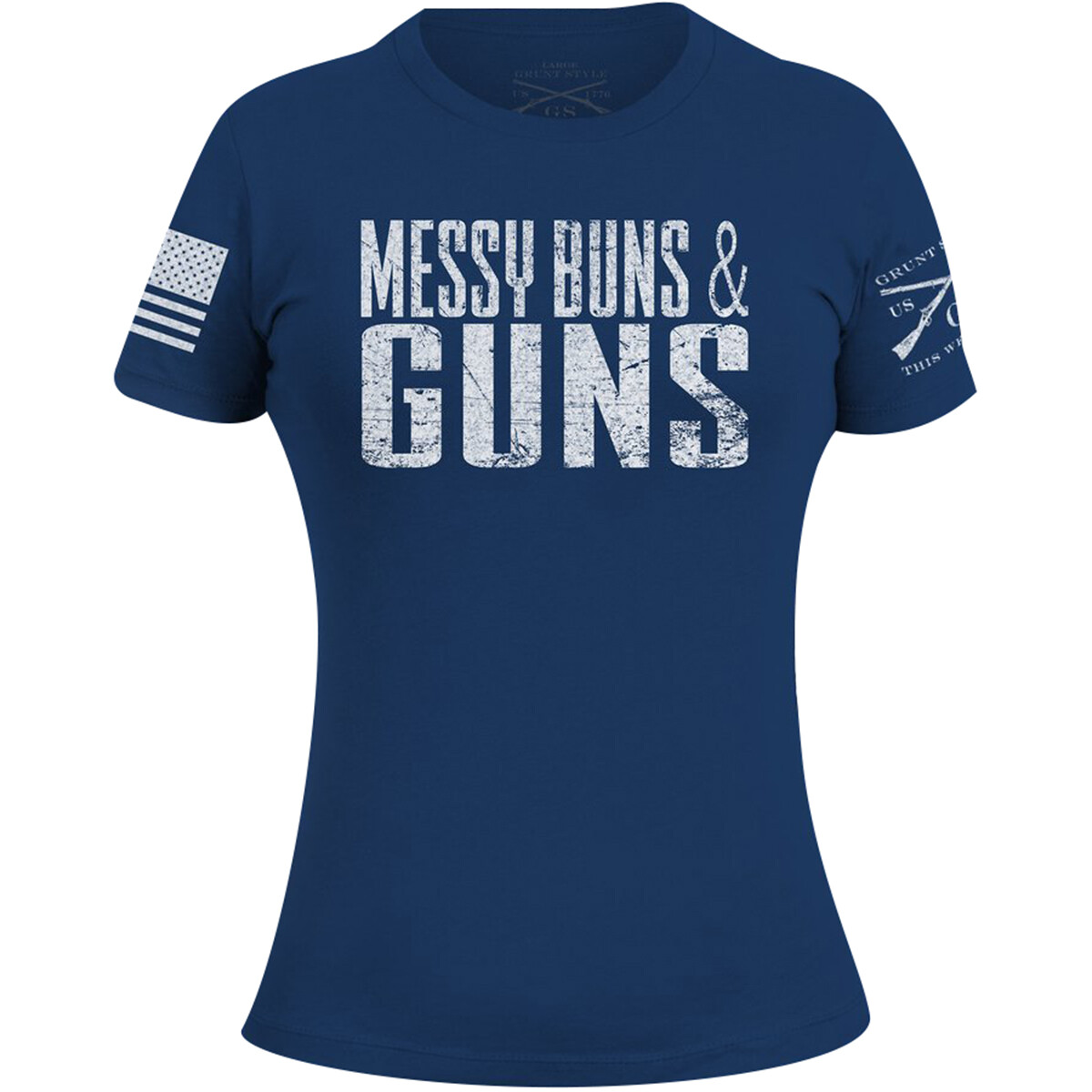 Grunt Style Women's Messy Buns and Guns T-Shirt - Blue gallery