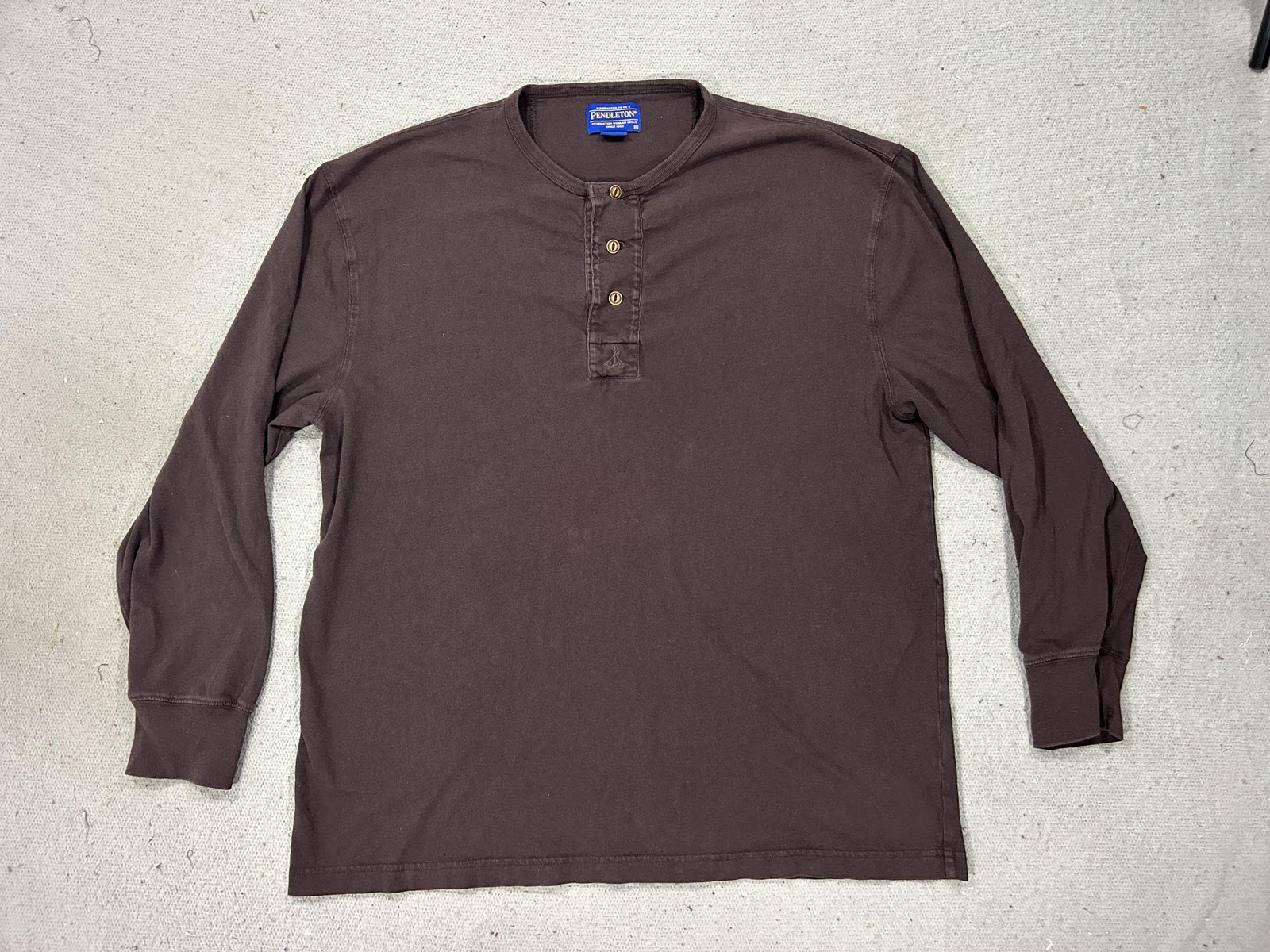 Pendleton Shirt Mens XL Brown Long Sleeve Henley Cotton Linen Tee Base layer gallery