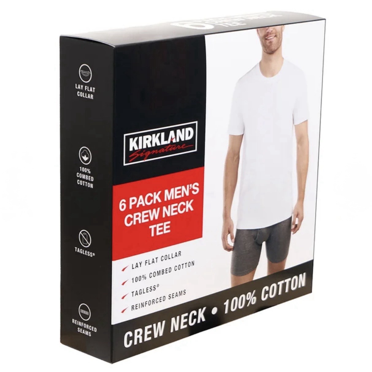 Kirkland Signature Men's Lightweight Cotton Crew T-Shirts, 6-Pack White Size M gallery
