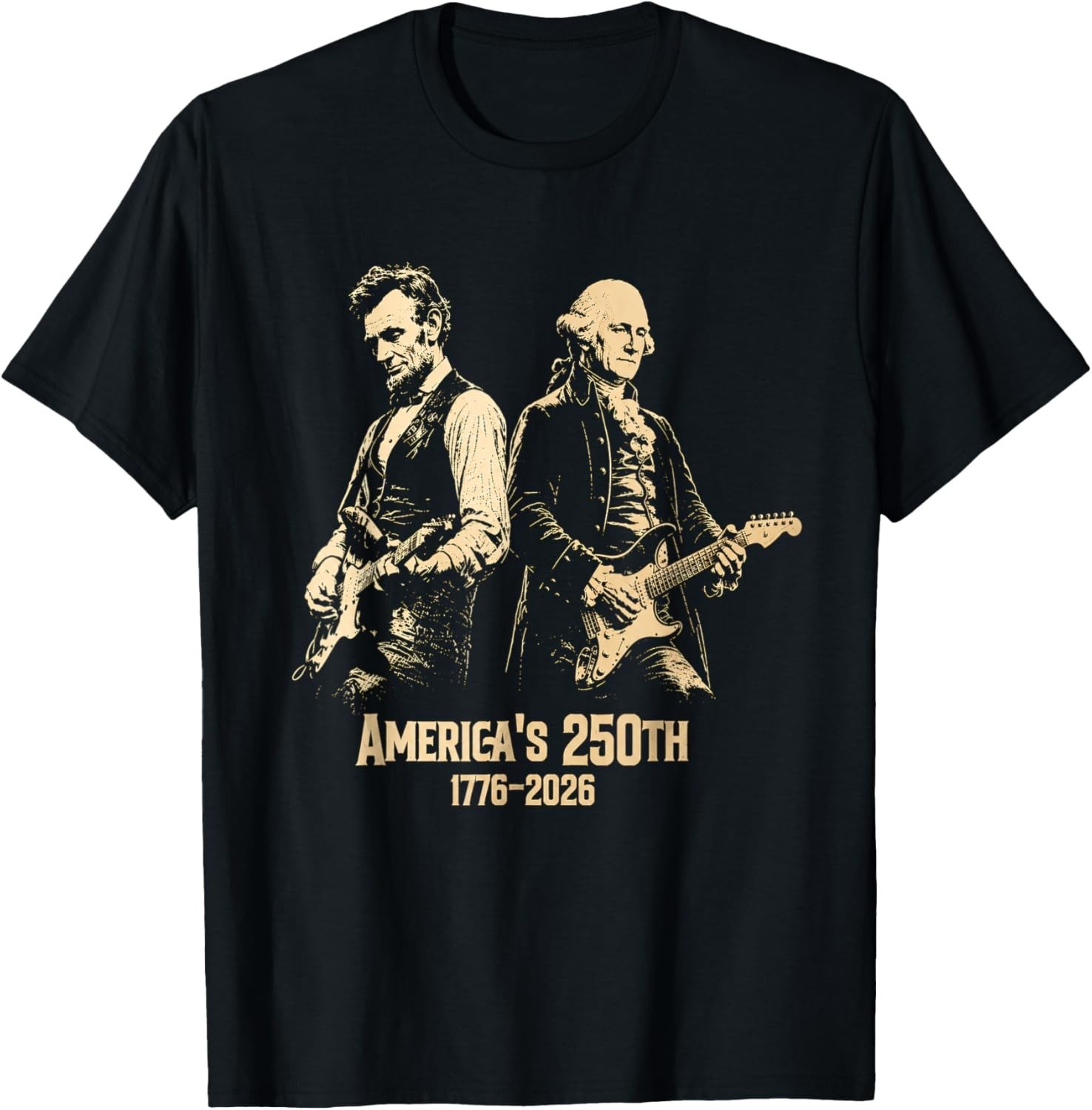 George Washington Lincoln Playing Guitar Abe Lincoln 250th T-Shirt gallery