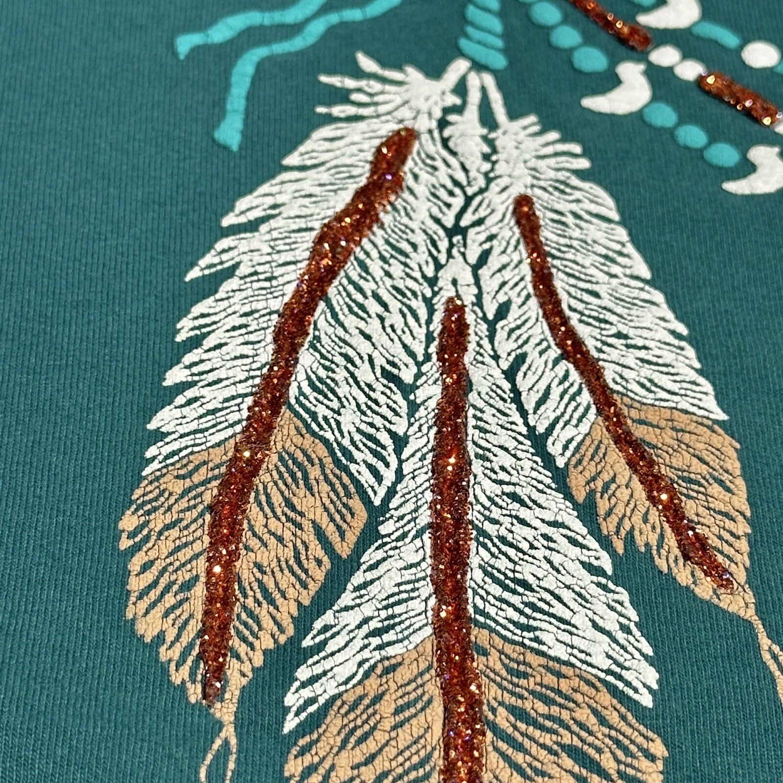 Vintage 1990s Native American Dream Catcher Teal Green T-Shirt Size XL gallery