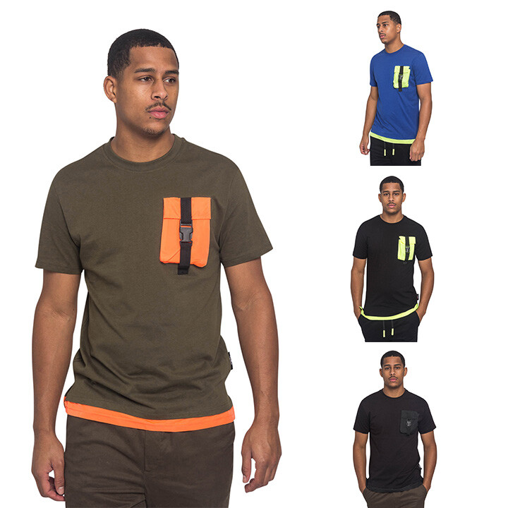 Men’s Techwear Utility 3D Buckled Front Pocket T-Shirt SF9021