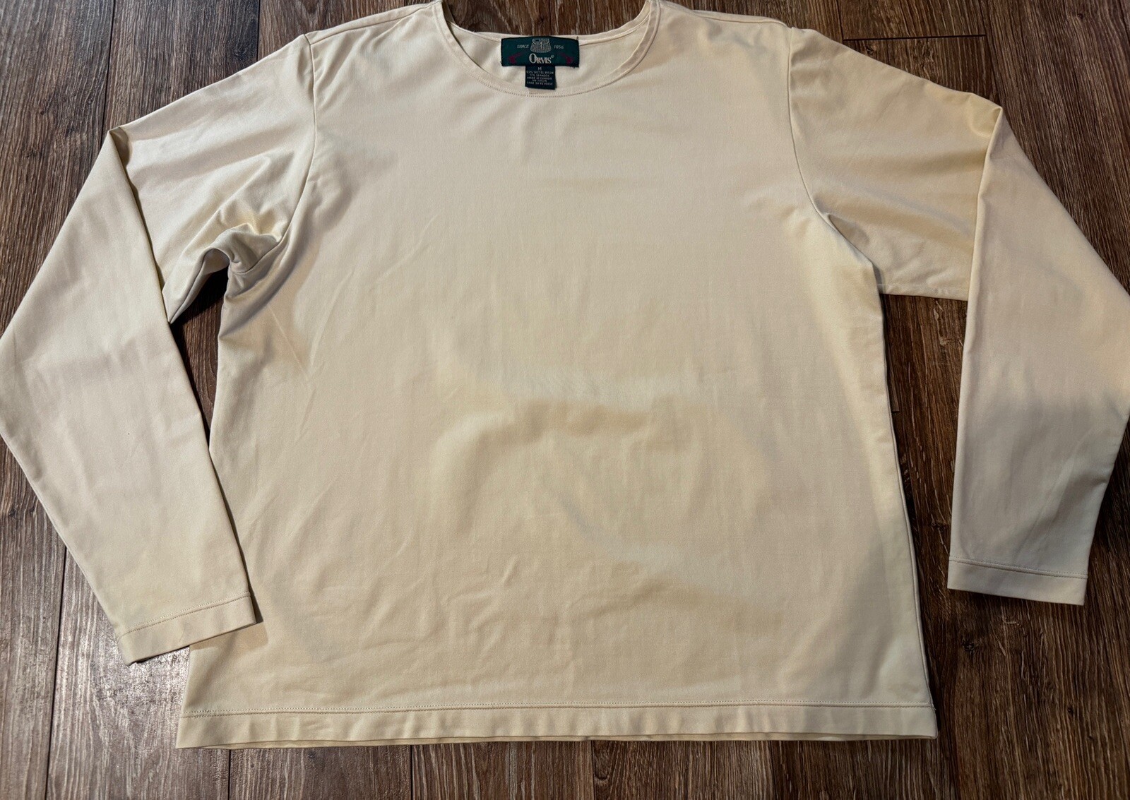 Orvis Mercari Mens Medium Long Sleeve Crew Neck T Shirt Beige nylon spandex gallery
