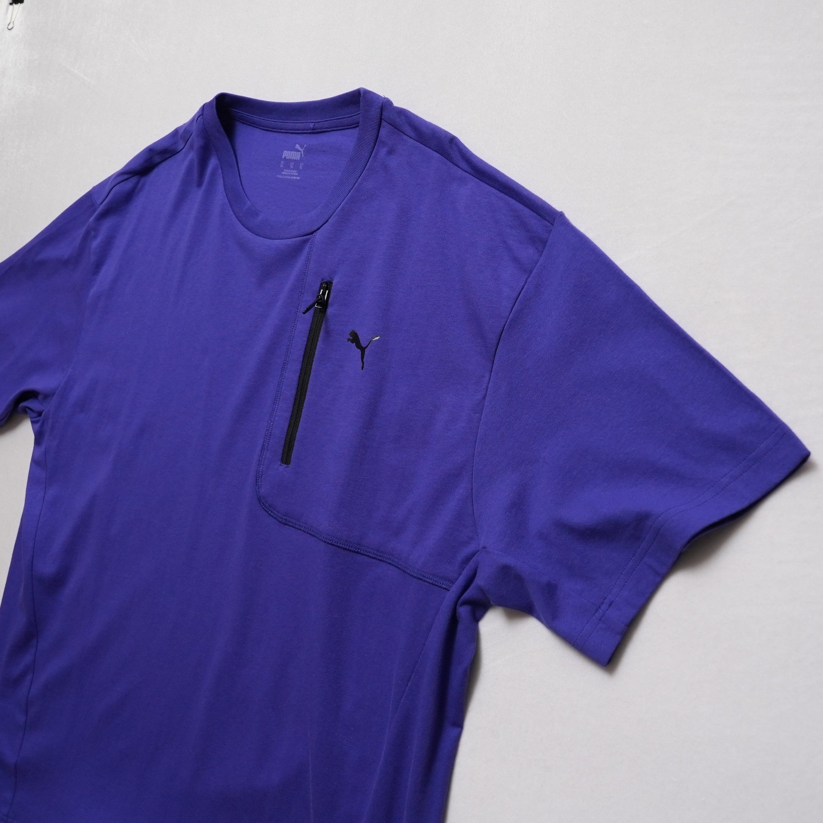 Puma T Shirt Mens XL Open Road Purple Zipper Pocket Athletic Short Sleeve gallery