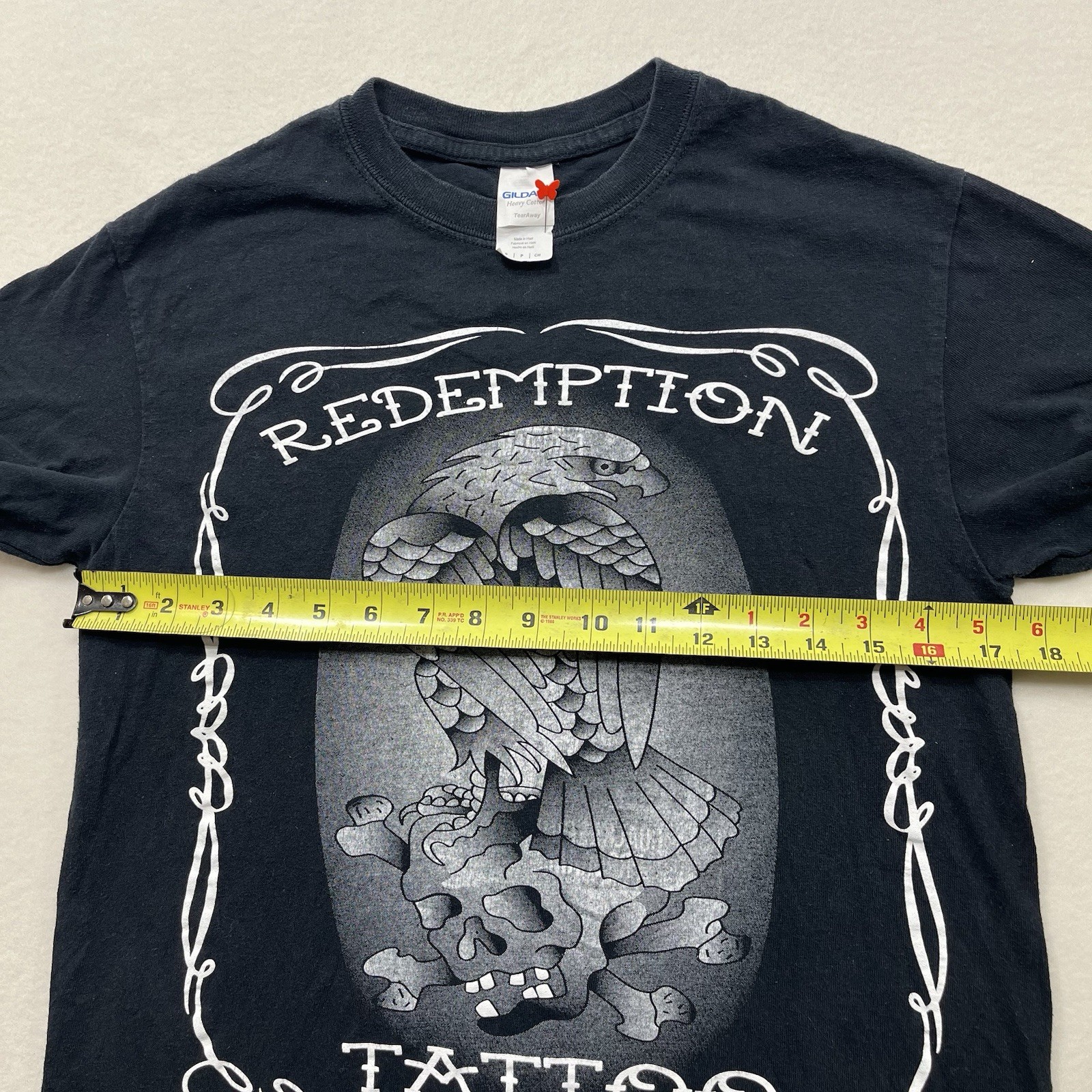 Mens Small Redemtion Tattoo Black T-Shirt Grunge Goth Punk Skull Eagle Gildan gallery