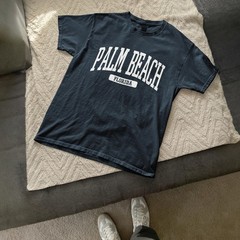 Palm Beach Florida Souvenir Beach, Aesthetic, Minimalist Navy Blue Tee