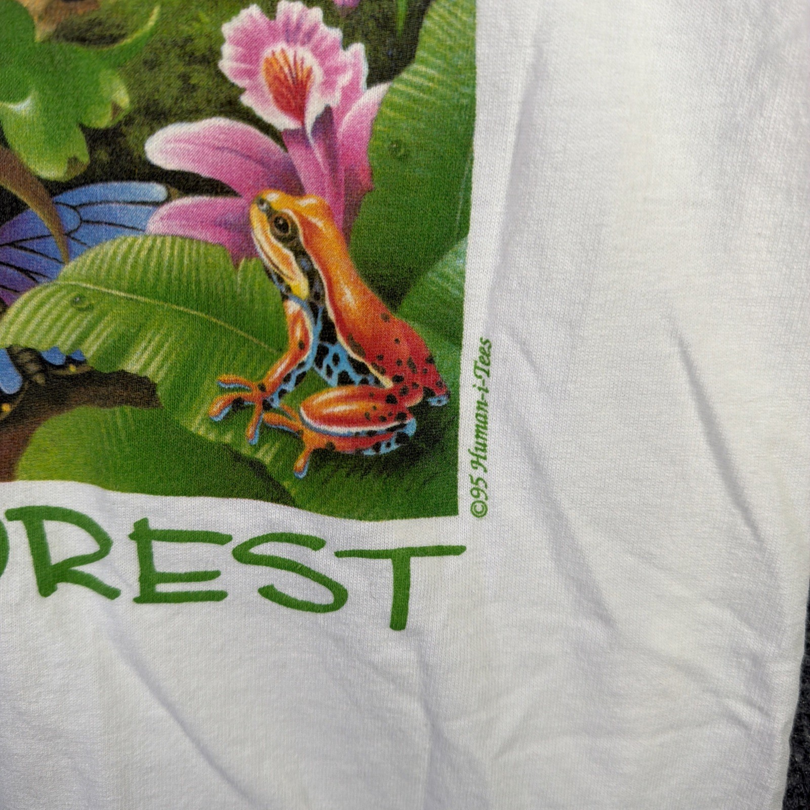 Vintage Humanitees Shirt Mens XL White 90s Nature The Living Forest Art Portrait gallery