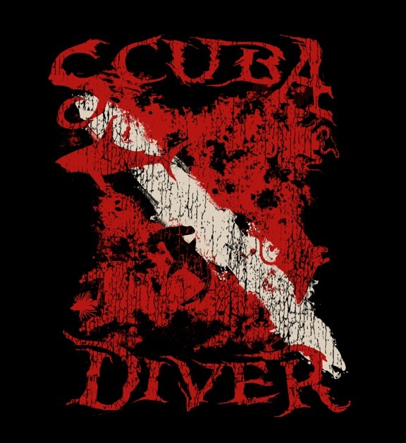 Amphibious Outfitters T-Shirt – Scuba Diver – Black – Dive Flag – D0206B