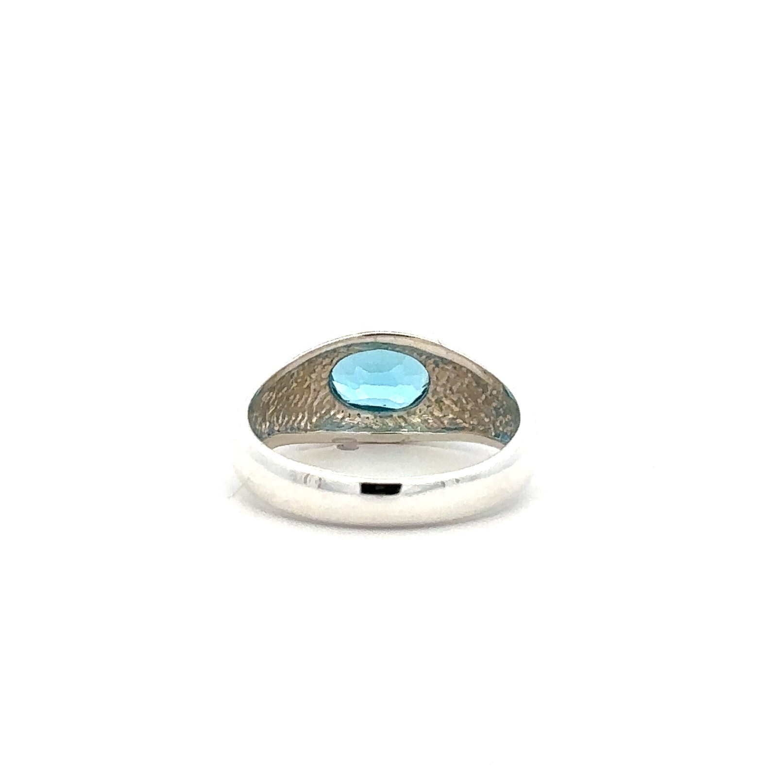 Sterling Silver Oval Blue Topaz Ring (Size-7.75) Stone 7 x 9mm