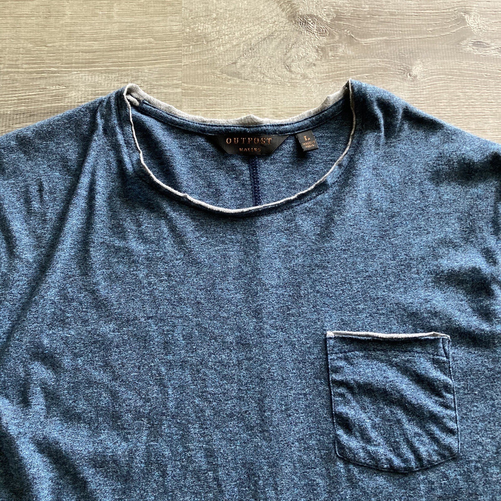 Outpost Makers Heathered Shirt Mens Large Long Sleeve Blue Preppy Buckle Pocket gallery