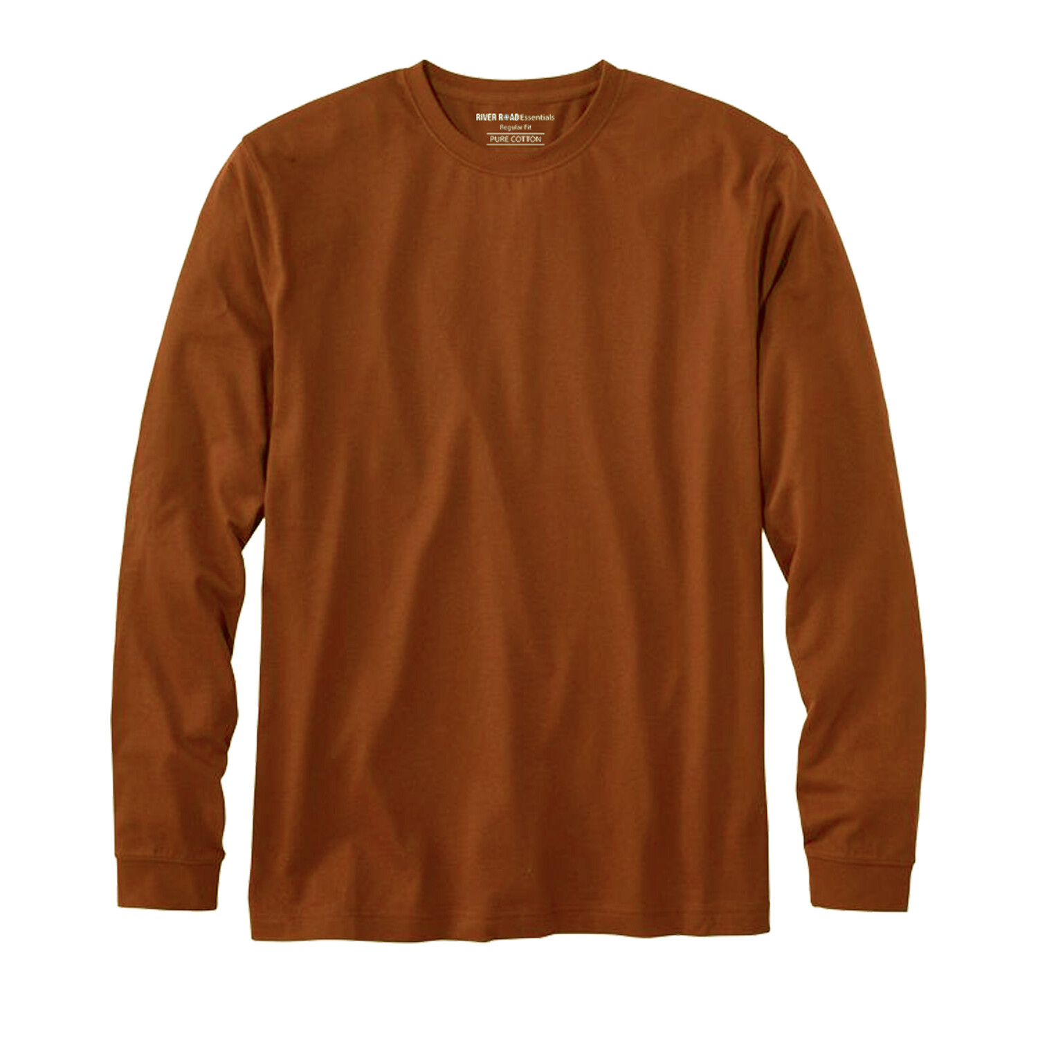 River Road Mens Long Sleeve T-Shirt Ribbed Cuffs Classic Crewneck Cotton Tee TOP gallery