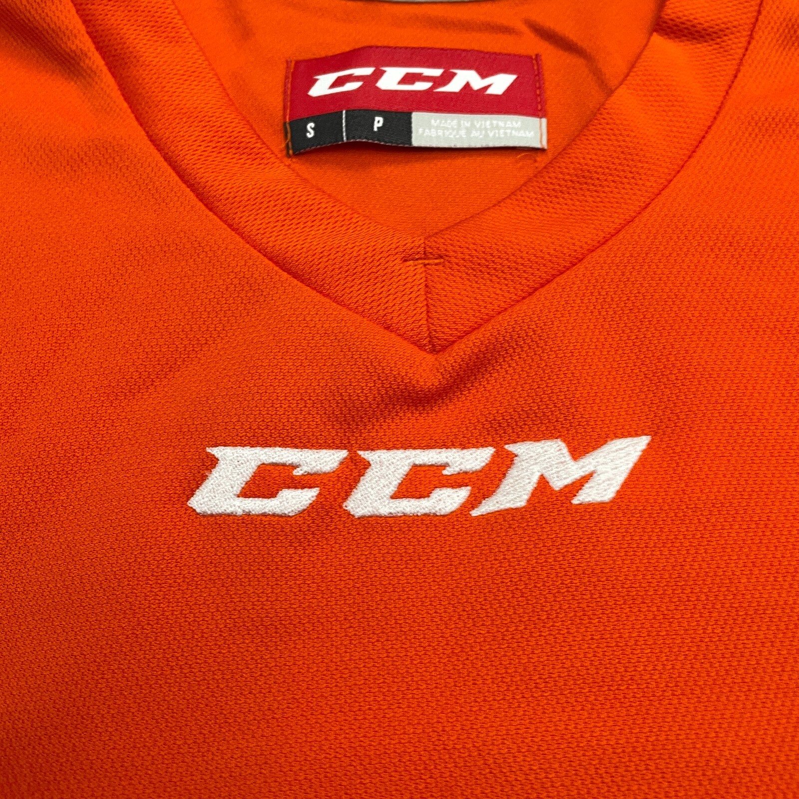 CCM Hockey #27 Jersey Shirt Mens Small Orange Long Sleeve V-Neck Sports Athletic gallery