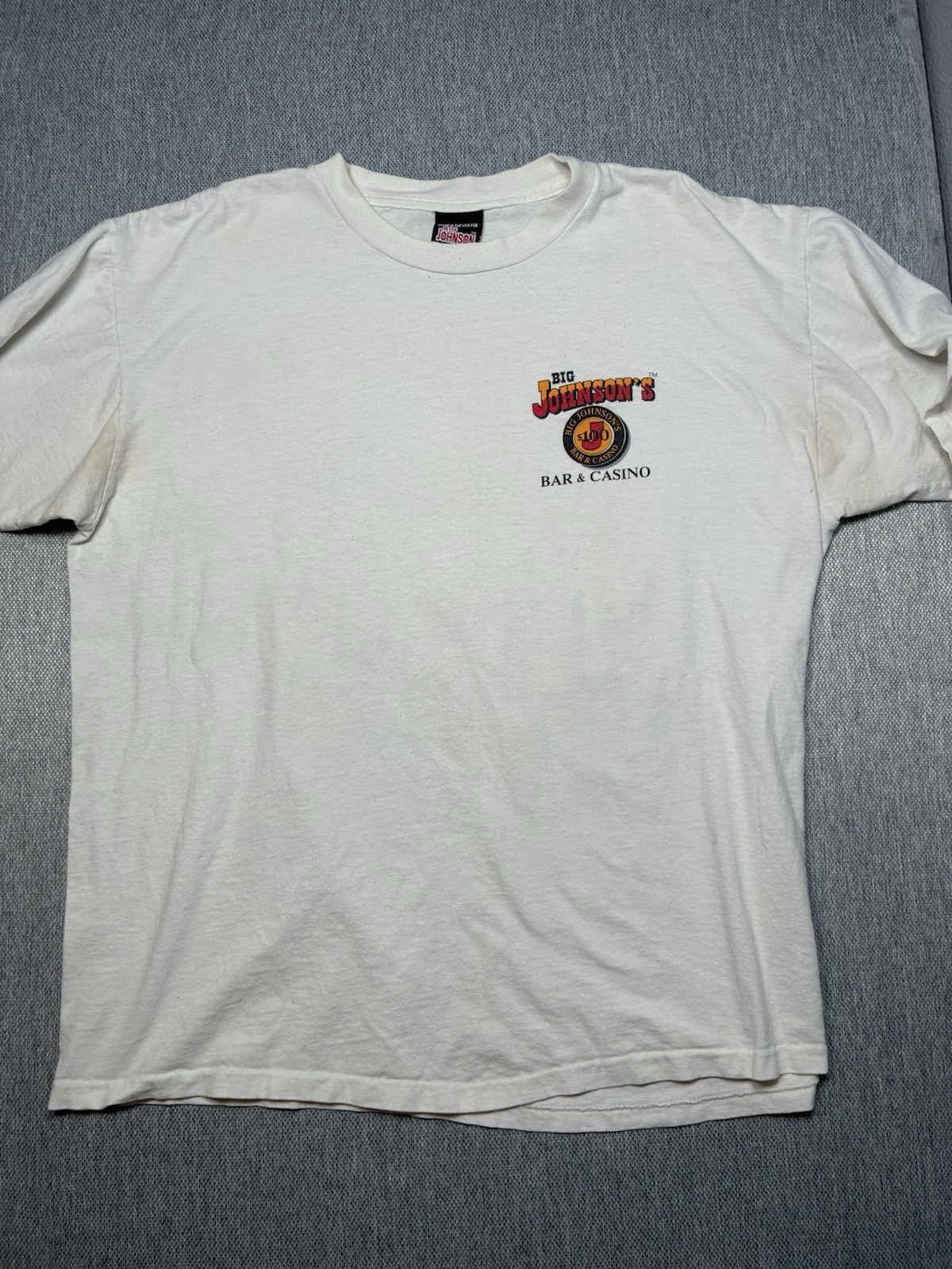 Big Johnson Bar & Casino shirt vintage 90s X-Large XL Poker in the rear