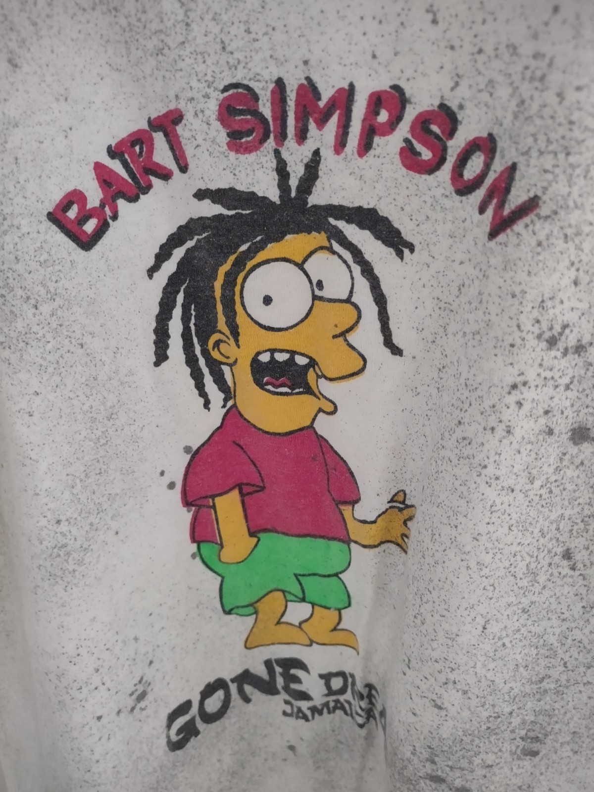 Vintage Bart Simpson Shirt Mens XL White All Over Print Gone Dread Jamaica 90s gallery