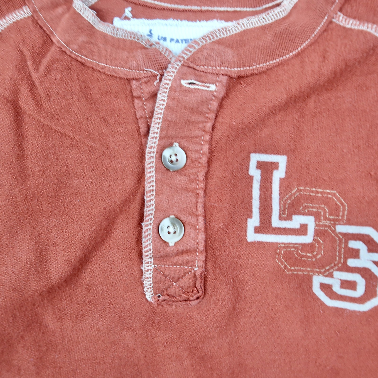 Y2K Levis Signature Henley Shirt Mens L Burnt Orange Long Sleeve Contrast Stitch gallery