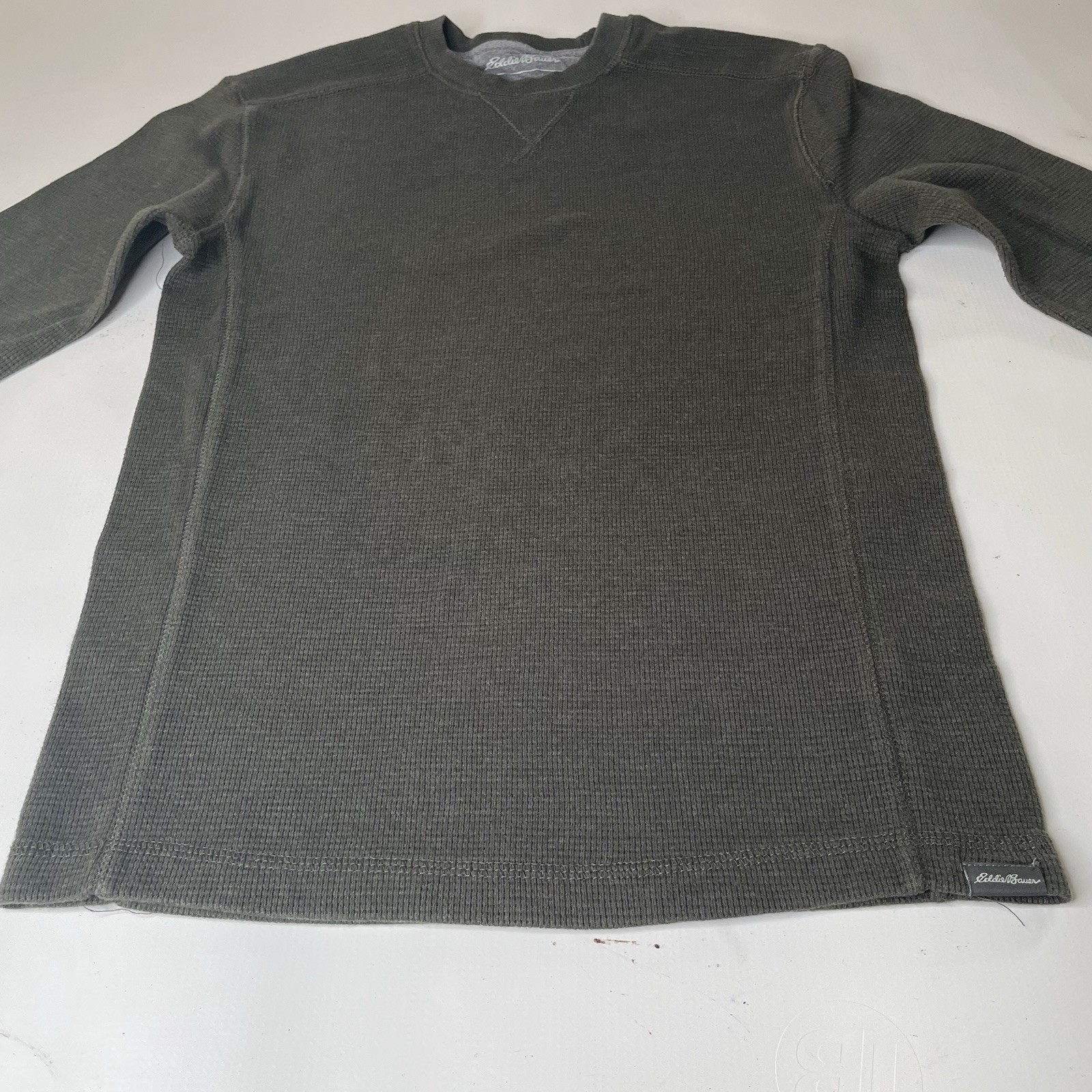Eddie Bauer Mens Olive Green Waffle Knit Thermal Long Sleeve Shirt Size S gallery