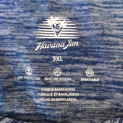 Havana Jim Mens 3XL Navy Blue Fishing Tee Shirt UPF Moisture Wicking Cool Tech