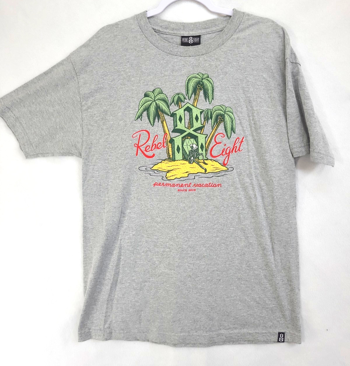 REBEL EIGHT 8 Graphic Art T Shirt Gray Men's Large gallery