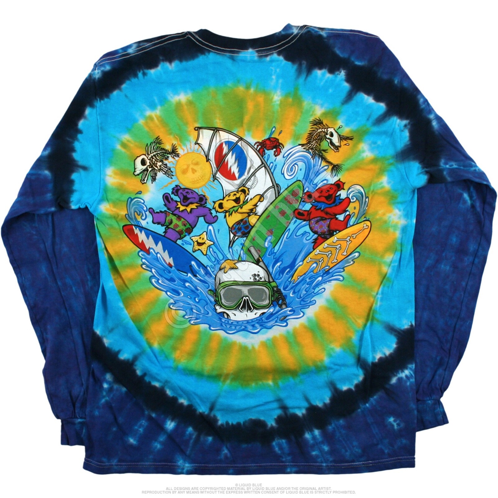 GRATEFUL DEAD-BEACH BEAR BINGO-Summer-2 SD Long Sleeve TIE DYE T-SHIRT M-L-XL-2X gallery