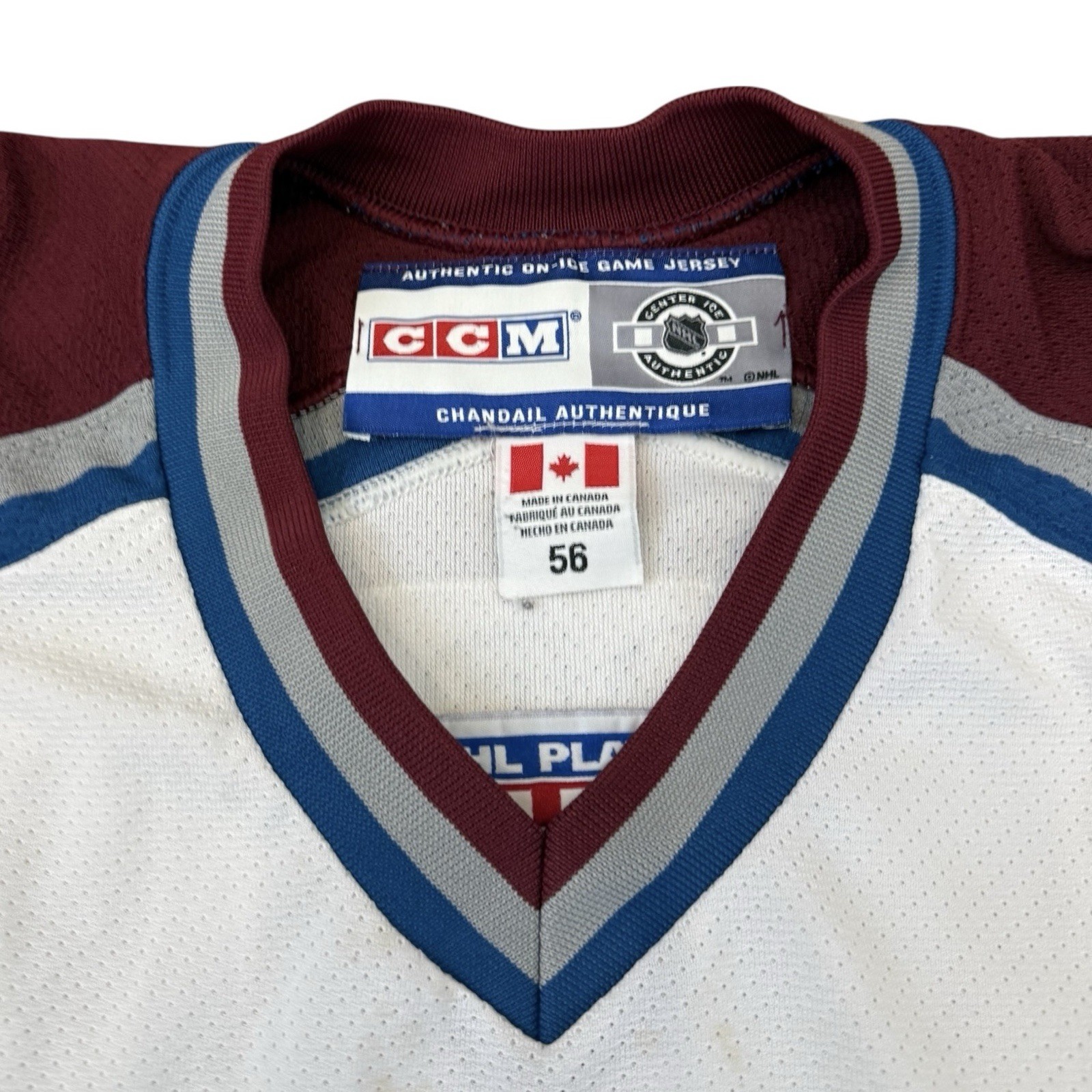 Vintage Colorado Avalanche Peter Foresberg Jersey NHL Hockey Fight Strap Sz 56 gallery