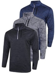 3-Pack Men’s Quarter-Zip Pullover – Lightweight Long Sleeve Athletic Jackets,…