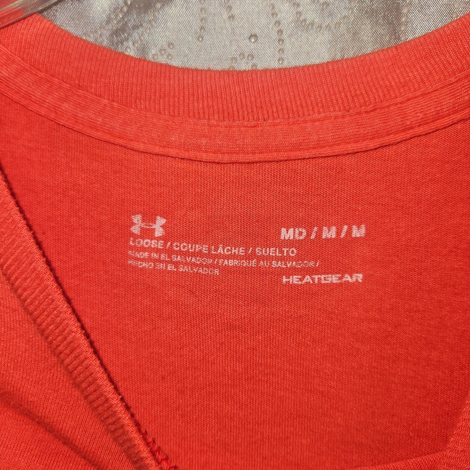Under Armour Mens HeatGear Loose Fit Graphic Box Logo T-Shirt Orange Red MD gallery