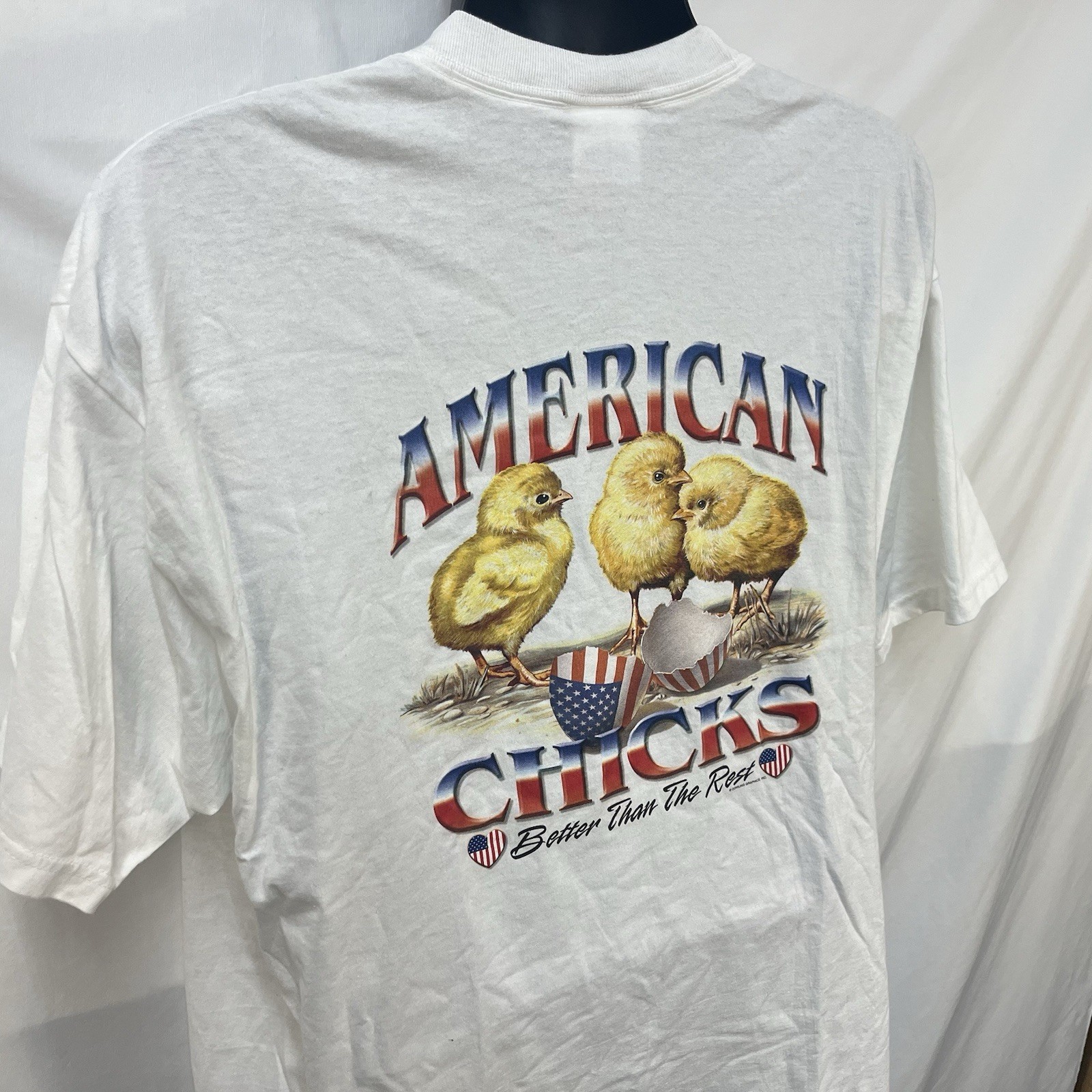 VINTAGE 'AMERICAN CHICKS BETTER THAN THE REST' T SHIRT XL HUMOR NOVELTY USA gallery